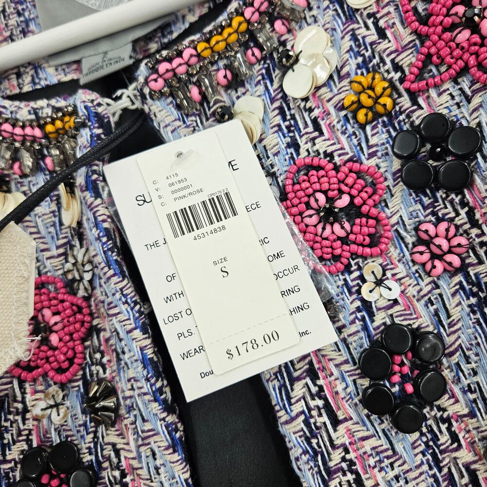 Anthropologie Summer Of Love Suzy Tweed Jacket Beaded Embellished NWT Size S - Picture 5 of 8